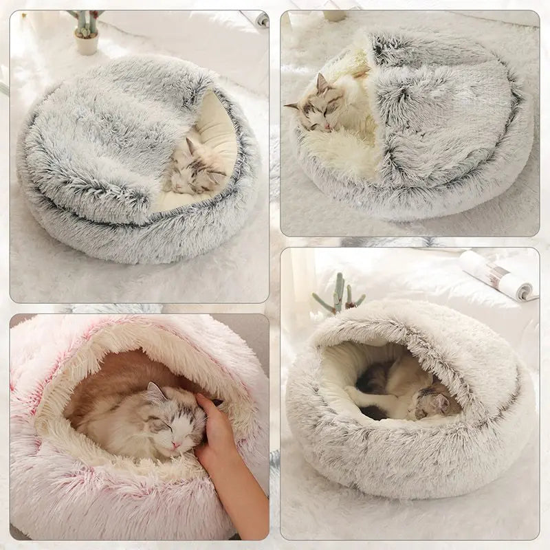Cozy Plush Pet Cave Bed