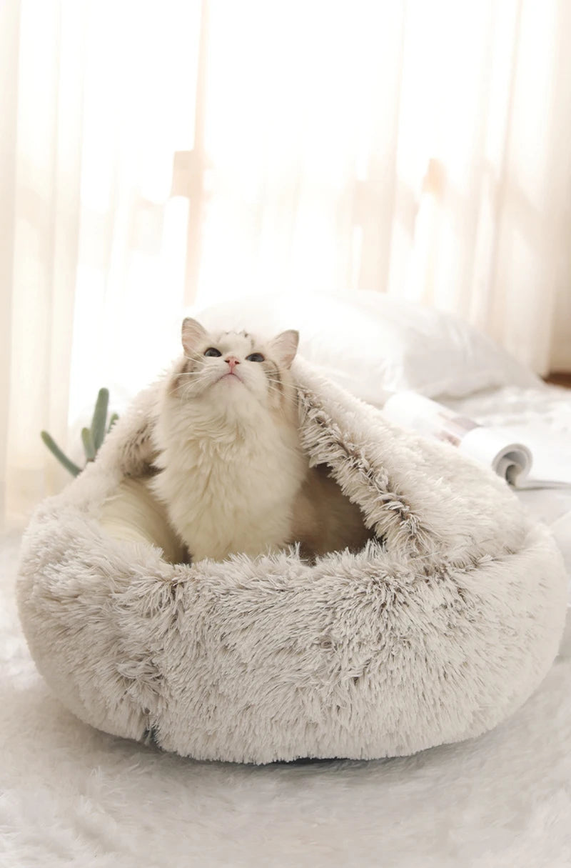 Cozy Plush Pet Cave Bed