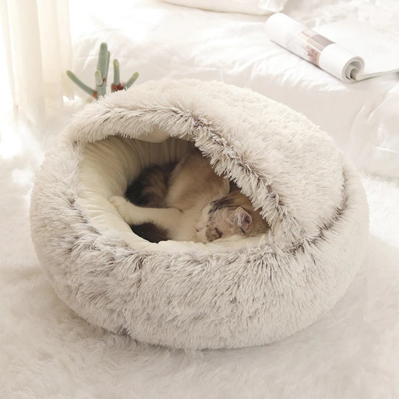 Cozy Plush Pet Cave Bed