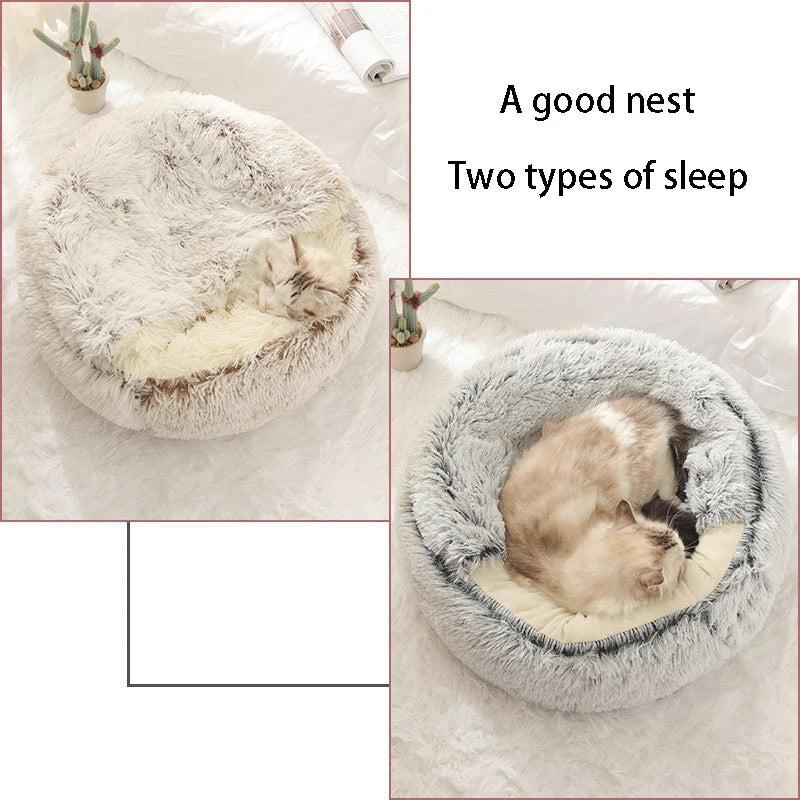 Cozy Plush Pet Cave Bed
