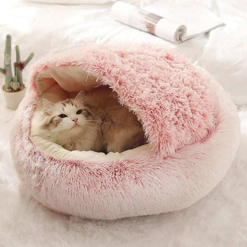 Cozy Plush Pet Cave Bed